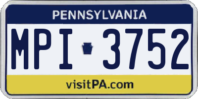 PA license plate MPI3752