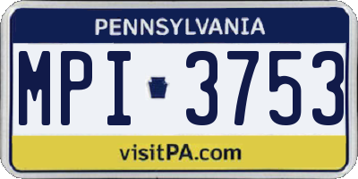 PA license plate MPI3753