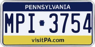 PA license plate MPI3754