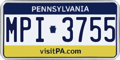 PA license plate MPI3755