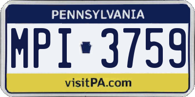 PA license plate MPI3759