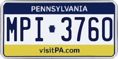 PA license plate MPI3760