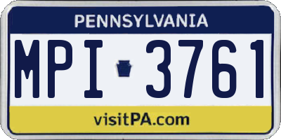 PA license plate MPI3761