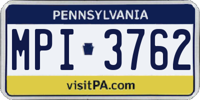 PA license plate MPI3762