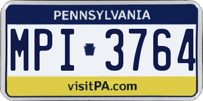 PA license plate MPI3764