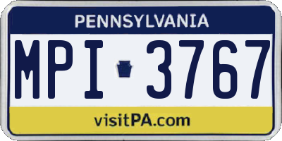 PA license plate MPI3767