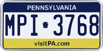 PA license plate MPI3768