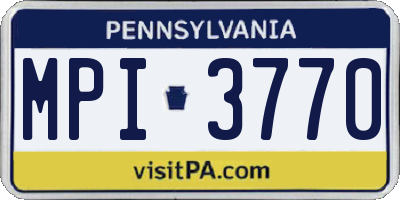 PA license plate MPI3770