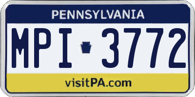 PA license plate MPI3772