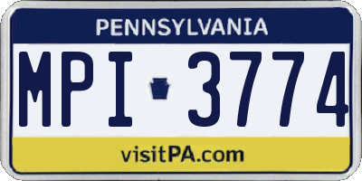 PA license plate MPI3774