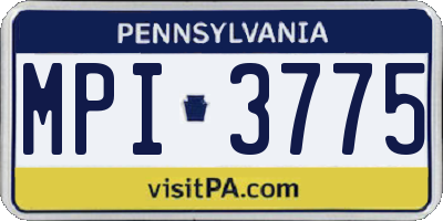 PA license plate MPI3775