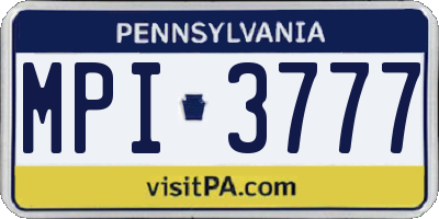 PA license plate MPI3777