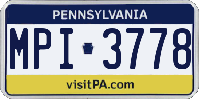 PA license plate MPI3778