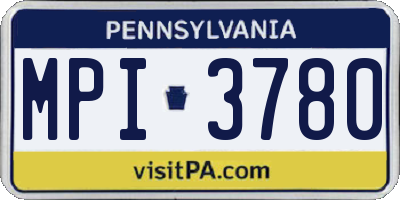 PA license plate MPI3780