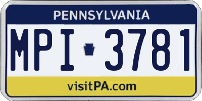 PA license plate MPI3781