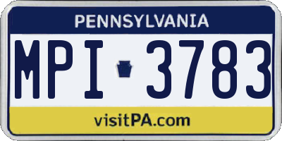 PA license plate MPI3783