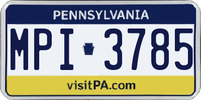 PA license plate MPI3785