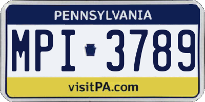 PA license plate MPI3789