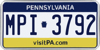 PA license plate MPI3792