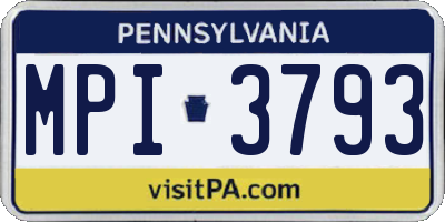 PA license plate MPI3793
