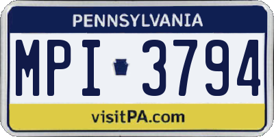 PA license plate MPI3794