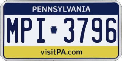 PA license plate MPI3796
