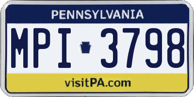 PA license plate MPI3798