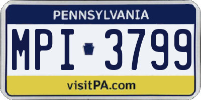 PA license plate MPI3799