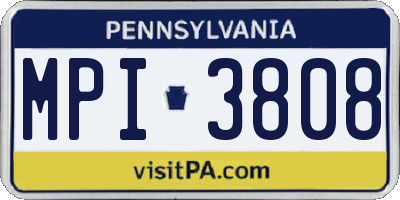 PA license plate MPI3808