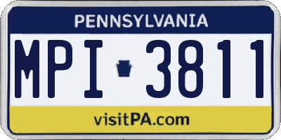 PA license plate MPI3811