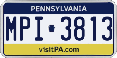 PA license plate MPI3813