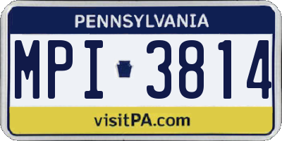 PA license plate MPI3814