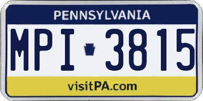 PA license plate MPI3815