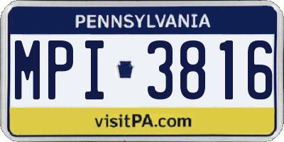 PA license plate MPI3816