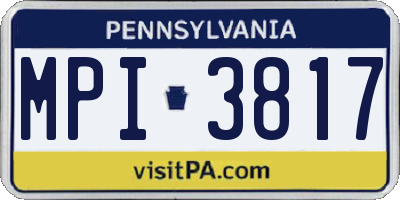 PA license plate MPI3817