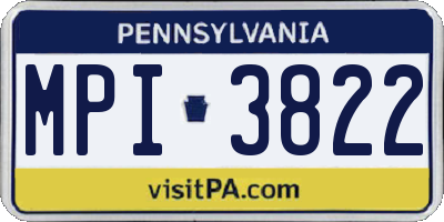 PA license plate MPI3822