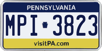 PA license plate MPI3823