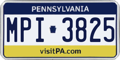 PA license plate MPI3825