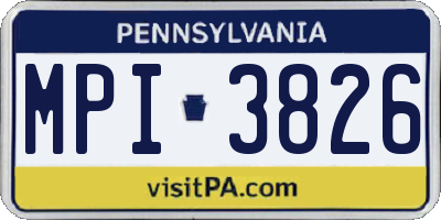 PA license plate MPI3826