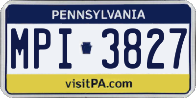 PA license plate MPI3827