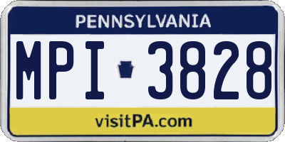 PA license plate MPI3828