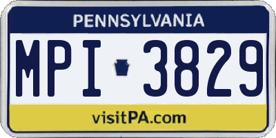 PA license plate MPI3829