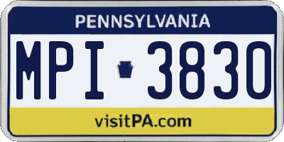 PA license plate MPI3830