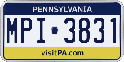 PA license plate MPI3831