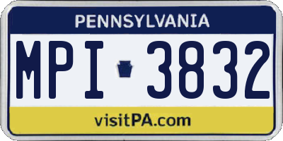 PA license plate MPI3832
