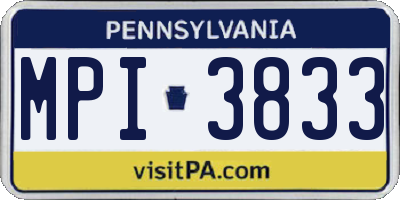 PA license plate MPI3833