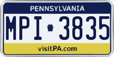PA license plate MPI3835