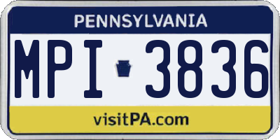 PA license plate MPI3836