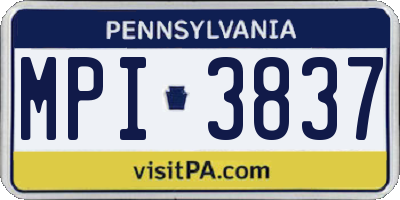 PA license plate MPI3837