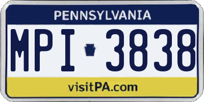 PA license plate MPI3838